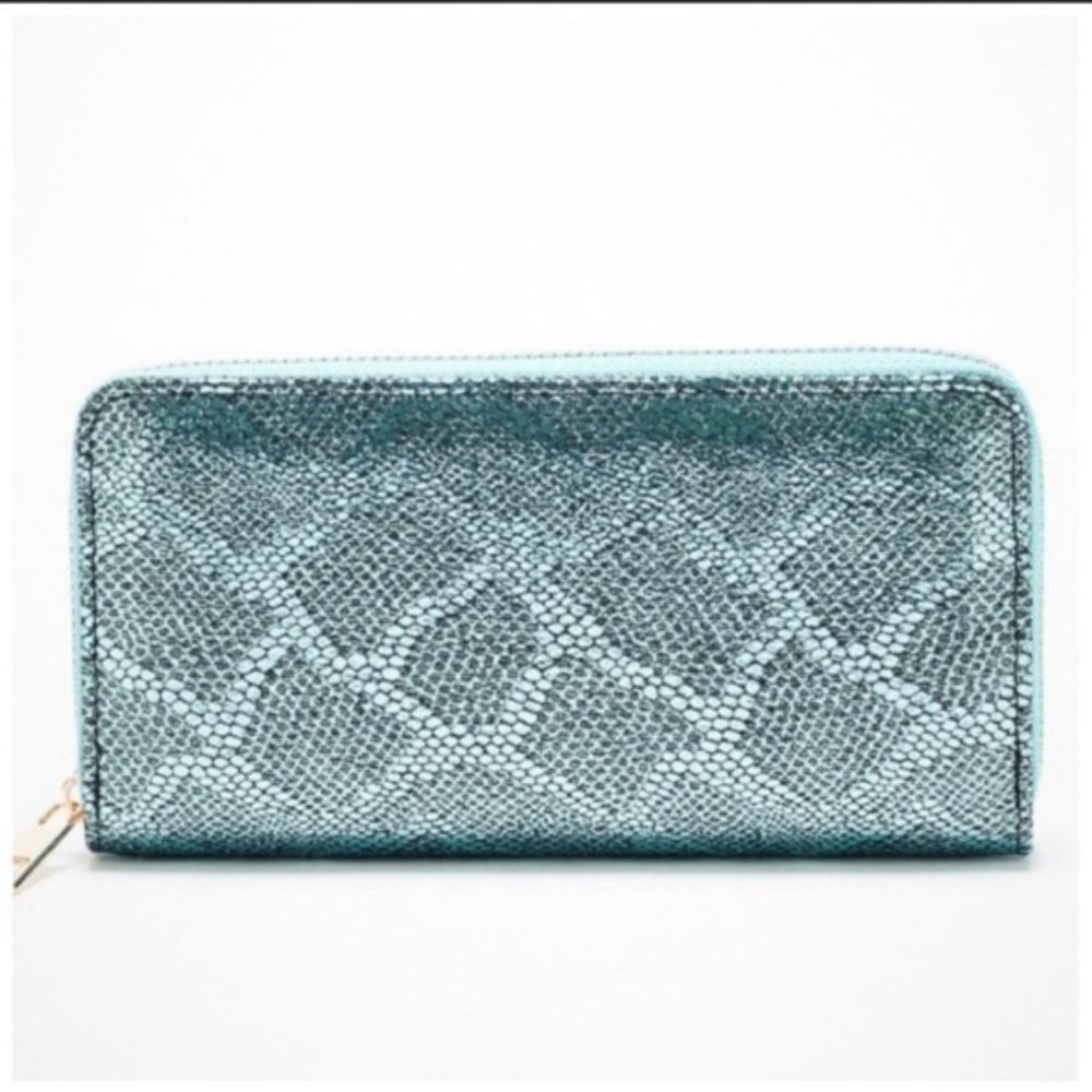 Clutch Wallet - Teal Python Inspired,  New